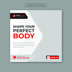 Obraz premium Gym Fitness social media post template design for internet ads and web