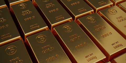 Gold bars. Stock exchange and banking concept. 3D rendered illustration