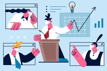 Online Business work meeting concept.