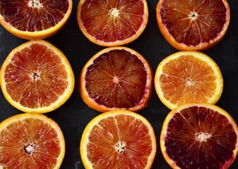 slices of bloody oranges close up