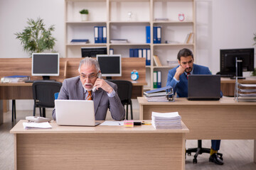Two male employees working in the office