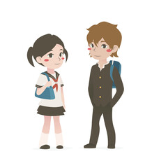 boy and girl in japanese school uniform 