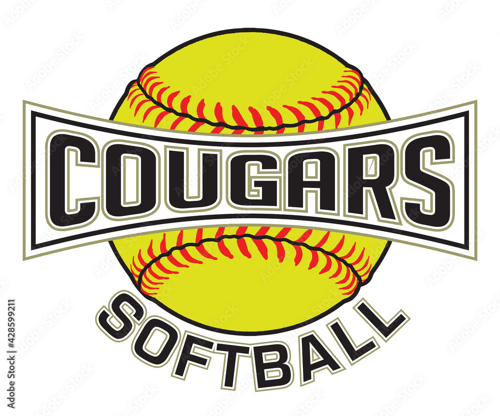 Wall mural Cougars Softball Graphic is a sports design which includes a softball and text and is perfect for your school or team. Great for Cougars t-shirts, mugs and other products. - Wall murals