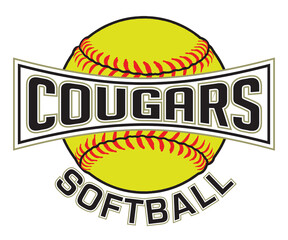 Cougars Softball Graphic is a sports design which includes a softball and text and is perfect for your school or team. Great for Cougars t-shirts, mugs and other products.