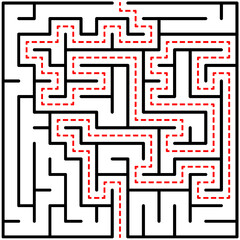 Labyrinthe carr&eacute; avec solution - Jeu de r&eacute;flexion enfant