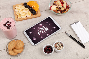 Tablet Pc with fruits, healthy concept