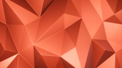 Fototapeten Orange triangle low polygon. Baksteen kleur geometric triangular polygonal. Abstract mosaic background. 3D Rendering illustration. © Pungu x