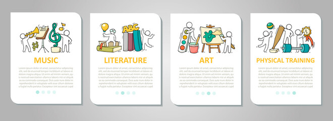Vector set of mobile app onboarding screens about education