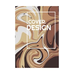 brown cream retro color psychedelic fluid art portrait cover design vector illustration