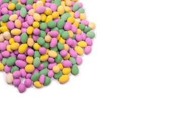 Group of colorful peanuts isolated on white background.