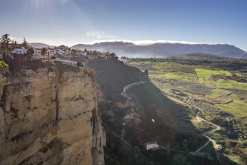 View on the surrounding Andalusian countryside from Ronda (Spain)