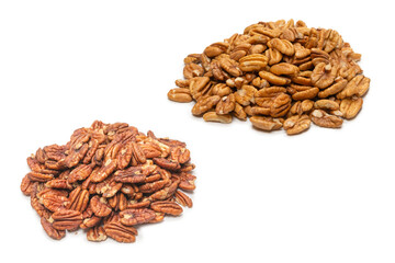 Pecan-nut isolated on white background. Top view.