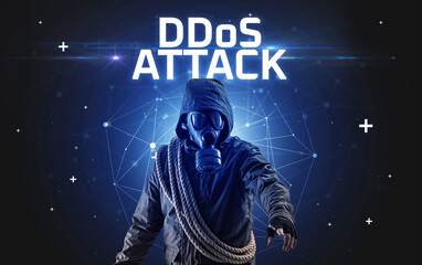 Obraz premium Mysterious hacker, online attack concept