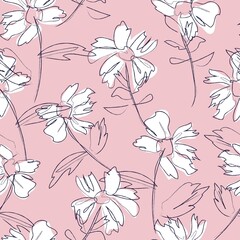 Pink Navy Botanical Floral Seamless Pattern Background