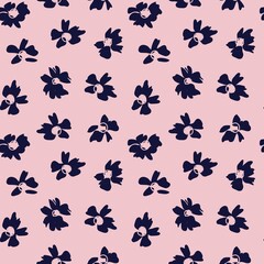 Pink Navy Botanical Floral Seamless Pattern Background