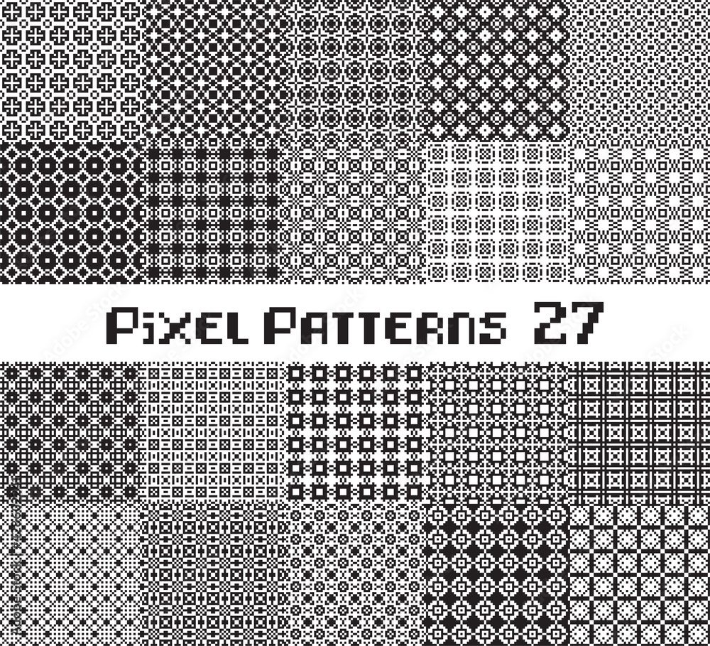 Poster abstract seamless pattern in pixel style. set geometric design background.
