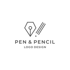 A clean and modern logo of light gray pencil and pen.
EPS10. Vector.