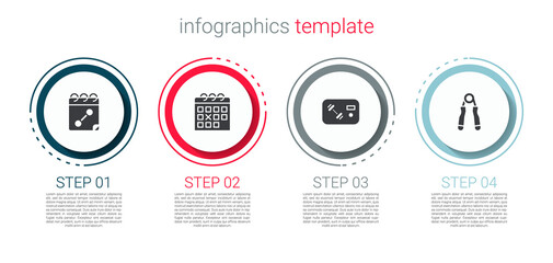Set Calendar fitness, , Fitness club, gym card and Sport expander. Business infographic template. Vector
