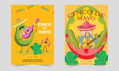 Mexican holiday Funny Cinco de mayo poster with a low poly dog (Shiba Inu) in Mexican hat - sombrero. Cinco De Mayo icon chili pepper.