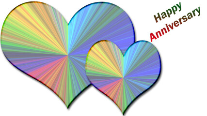 Happy anniversary texture with multicolor heart pair