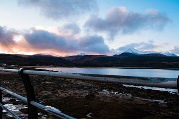 Fototapeta na wymiar lake and mountains Scotland landscapes