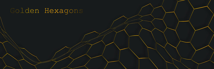 luxury banner with yellow hexagon and shadow. vector illustration. pattern from squares. suitable for wallpaper. 