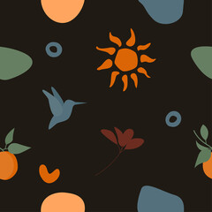 Naklejka premium Seamless pattern background. Sunny summer pattern for design wrapping paper, wallpaper, fabric, kid closes textile etc