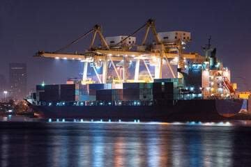 Cargo ship Container Docking Harbor Terminal Crane Loading Container Cargo