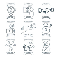 outsourcing icon set with freelancer, agreement, handshake, distant work