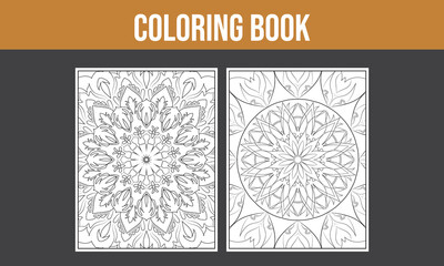 Book interior coloring book mandala vector bundle.Hand-drawn coloring book