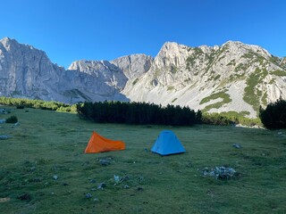 camping in the mountains