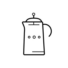 Glass teapot, French press, coffee pot for coffee, tea, hot drink. Vector illustration. A modern, trendy, minimalistic linear icon. Flat design style. Vector illustration. Isolated object
