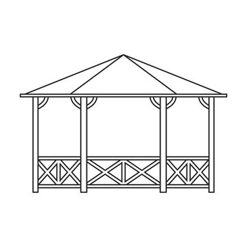 recommend clip art: Gazebo wooden vector outline icon. Vector illustration gazebo wooden on white background. Isolated outline illustration icon of pergola.