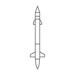 Missile ballistic vector outline icon. Vector illustration rocket military on white background. Isolated outline illustration icon of missile ballistic.