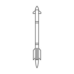 Missile ballistic vector outline icon. Vector illustration rocket military on white background. Isolated outline illustration icon of missile ballistic.