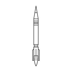 Missile ballistic vector outline icon. Vector illustration rocket military on white background. Isolated outline illustration icon of missile ballistic.