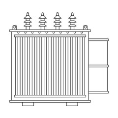 Transformer electric vector outline icon. Vector illustration elctric station on white background. Isolated outline illustration icon of transformer power.