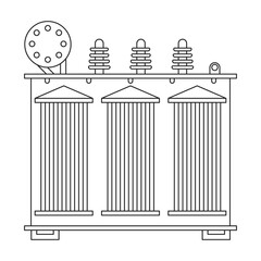 Transformer electric vector outline icon. Vector illustration elctric station on white background. Isolated outline illustration icon of transformer power.