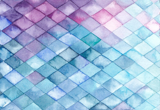 Fototapeta Watercolor abstract rhombus background