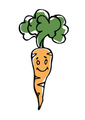cartoon carrot Hand drawn colored doodl sketch Vector clip art illustration for design