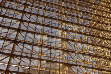 Shot of interesting architecture pattern of metal nets on a building in Austin, Texas