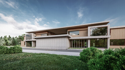 3D Rendering Architectural House Illustration 