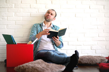 young student in the room reading