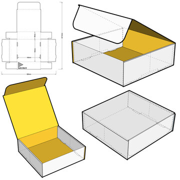 Box Self Assembly.  Ease Of Assembly, No Need For Glue (Internal Measurement 15x15x5 Cm) And Die-cut Pattern. The .eps File Is Full Scale And Fully Functional. 