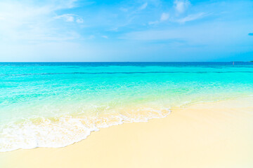 beautiful tropical beach sea and blue sky for background
