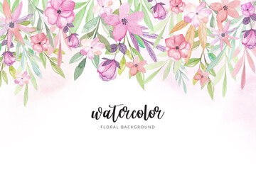 Watercolor floral background. Watercolor floral bouquet. Birthday card.