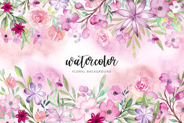 Watercolor floral background. Watercolor floral bouquet. Birthday card.