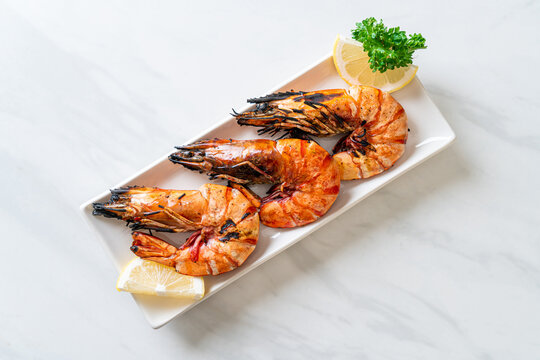 grilled tiger prawns or shrimps