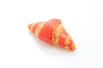 fresh croissant with strawberry jam sauce