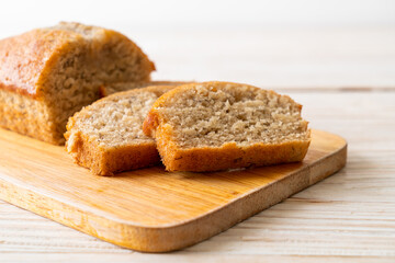 Homemade banana bread sliced